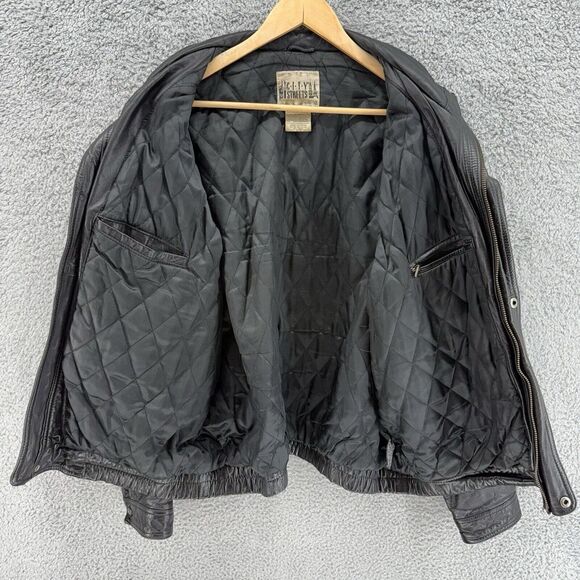 Vintage CITY STREETS Leather Jacket Mens XL Black Full Zip Deep Button Pockets - Picture 12 of 13